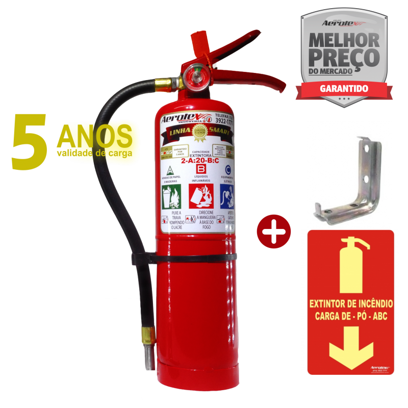 KIT Extintor Pó ABC SMART PORTÁTIL 2,5Kg VALIDADE 05 ANOS 2A 20BC 4030
