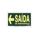 Placa Fotoluminescente Saída de Emergência Siga à Esquerda ( S22 ) 12x24 CM - 9376