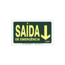 Placa Fotoluminescente Saída de Emergência Seta Para Baixo ( S22 ) 12x24cm - 9377