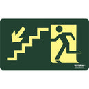 Placa Fotoluminescente Escada Emergência Descendo Esquerda - ( S9 )  12x24cm - 9327